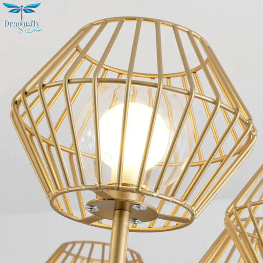 31.5’/39’ Wide Gold Cage Chandelier Pendant Traditional Iron 6/8 - Head Ceiling Light Fixture
