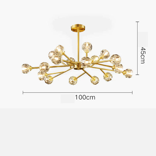 Crystal Chandelier All Copper Creative Led Lamp 18 Heads / Trichromatic Light Pendant