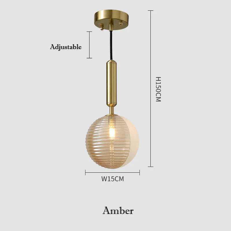 Restaurant Hanging Bulbs Bubble Ball Bronze Chandeliers Amber Pendant