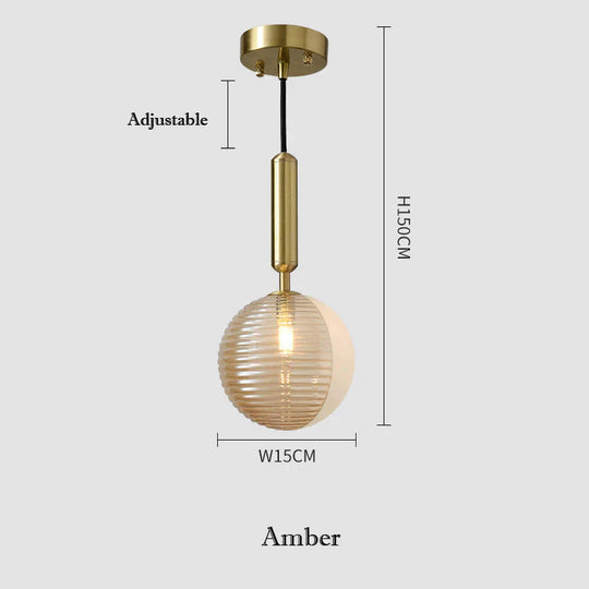 Restaurant Hanging Bulbs Bubble Ball Bronze Chandeliers Amber Pendant