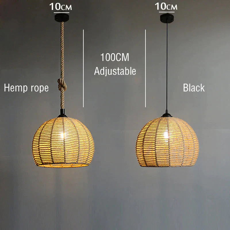 American Round Hemp Rope Chandelier Pendant