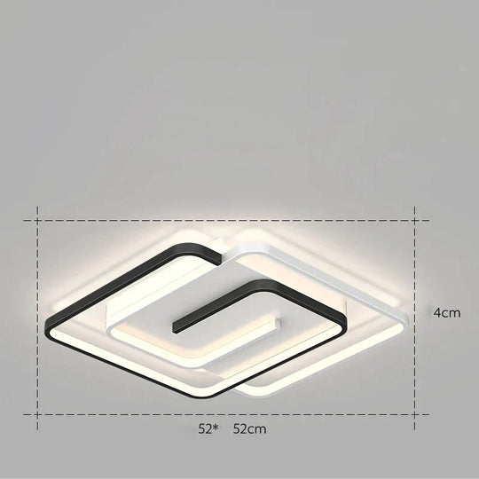 Nordic Simple Light Luxury Atmosphere Square Living Room Bedroom Ceiling Lamp Black / A Tri - Color