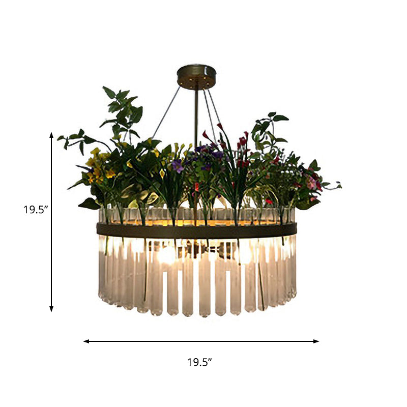 Lara - Industrial 1/2 - Tier Restaurant Chandelier Light Metal 4 Bulbs Green Plant Pendant Lighting