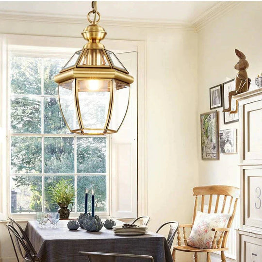 Copper Lamp European Restaurant Bar Chandelier Small Corridor Porch Balcony Pendant