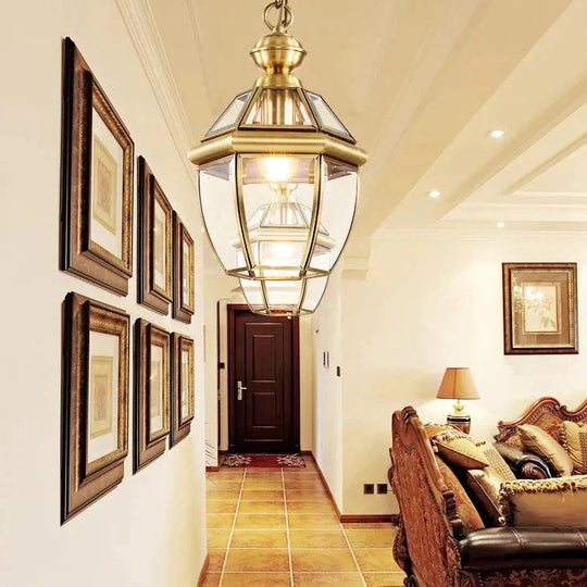 Copper Lamp European Restaurant Bar Chandelier Small Corridor Porch Balcony Pendant