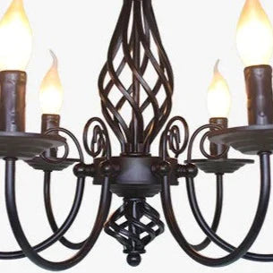 Iron Candle Living Room Lamp Simple Personality Retro Warm Study Restaurant Led Pendant