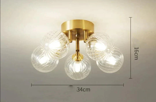 Nordic Copper Creative Modern Bedroom Ceiling Lamp 5 Heads / White Light