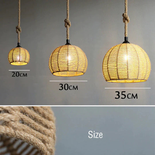 American Round Hemp Rope Chandelier Pendant