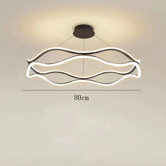 Led Living Room Simple Chandelier Creative Restaurant Bedroom Personalized Ring Black / Dia80Cm