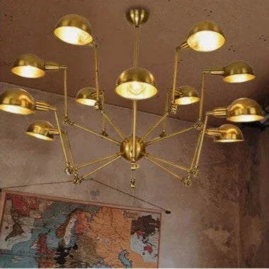 Retro Loft Spider Pendant Light Led E27 Industrial Novelty Golden Hanging Lamp For Living Room