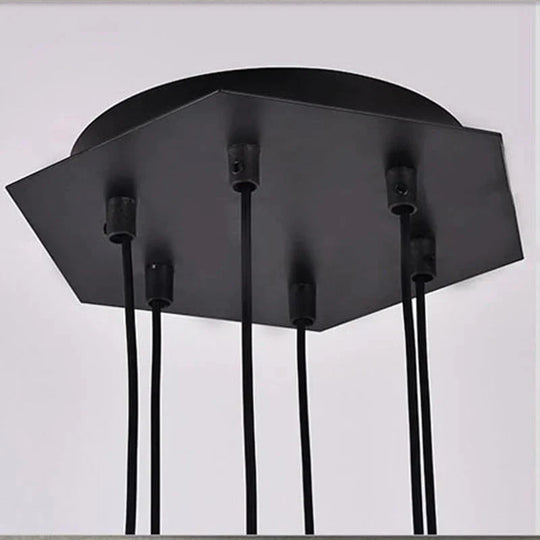 Creative Modern Art Pendant Lamp Light Black Metal Long Wire Simple Shape Kitchen Bar Hanging