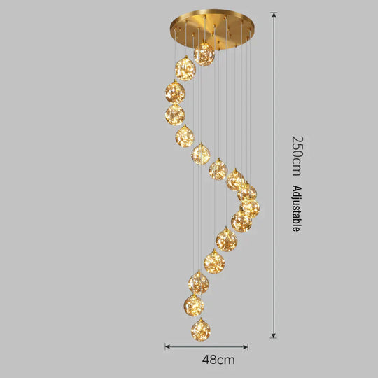 Nordic Light Luxury Crystal Living Room Chandelier All Copper 15 Heads / Trichromatic Light Pendant