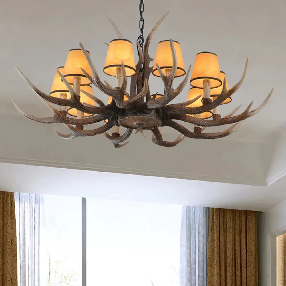 4/6/8 - Light Conical Chandelier Light Traditional Brown Resin Suspension Pendant For Kitchen