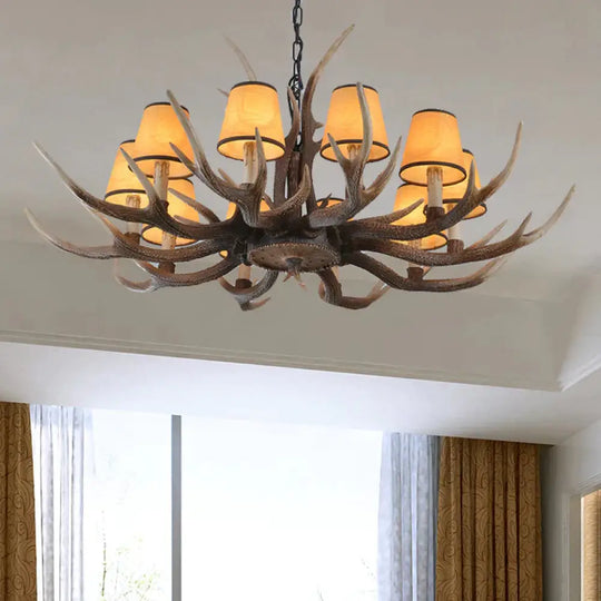 4/6/8 - Light Conical Chandelier Light Traditional Brown Resin Suspension Pendant For Kitchen