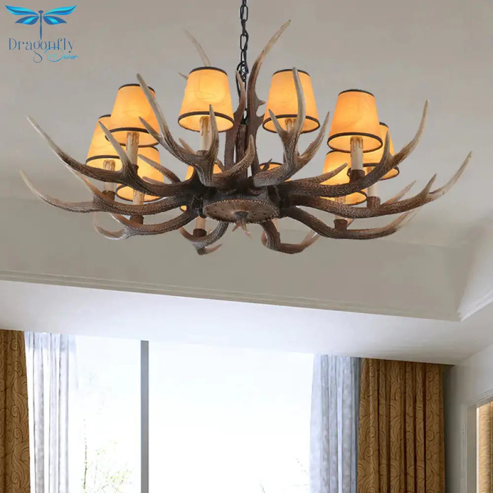 4/6/8 - Light Conical Chandelier Light Traditional Brown Resin Suspension Pendant For Kitchen Island