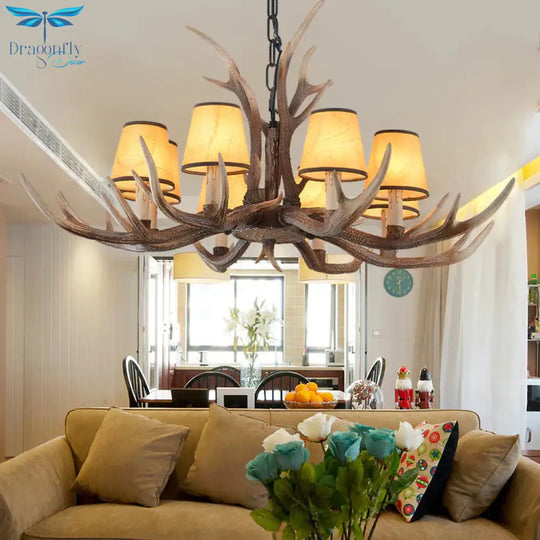 4/6/8 - Light Conical Chandelier Light Traditional Brown Resin Suspension Pendant For Kitchen Island