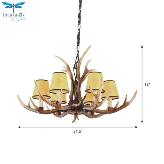 4/6/8 - Light Conical Chandelier Light Traditional Brown Resin Suspension Pendant For Kitchen Island