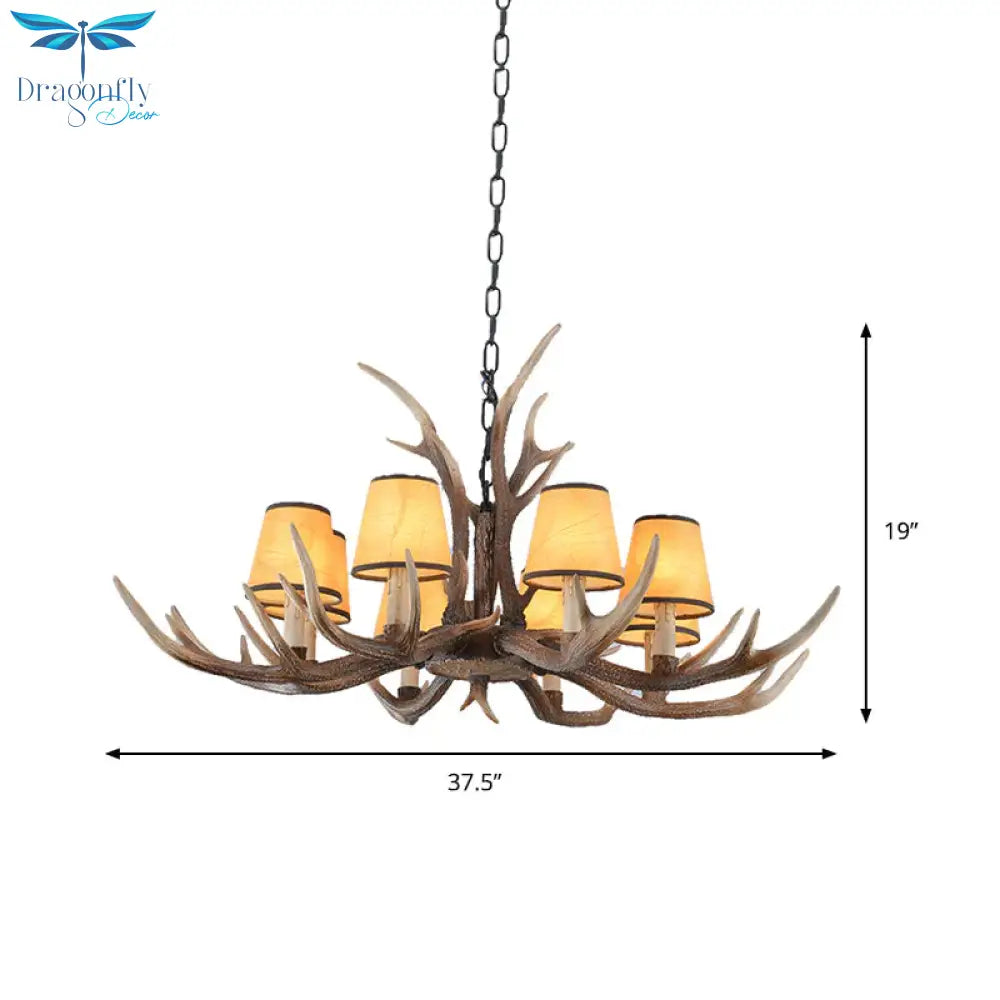 4/6/8 - Light Conical Chandelier Light Traditional Brown Resin Suspension Pendant For Kitchen Island