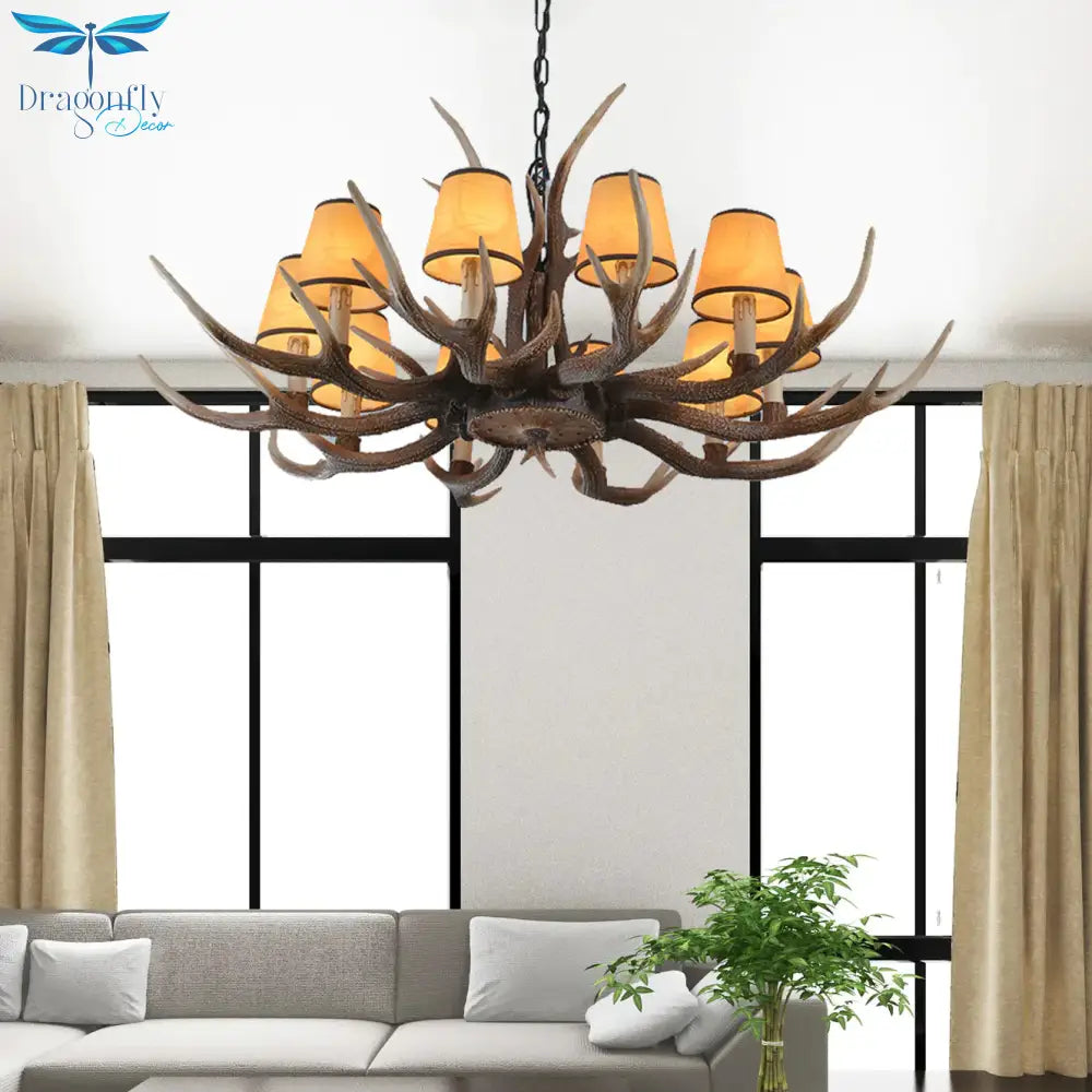 4/6/8 - Light Conical Chandelier Light Traditional Brown Resin Suspension Pendant For Kitchen Island