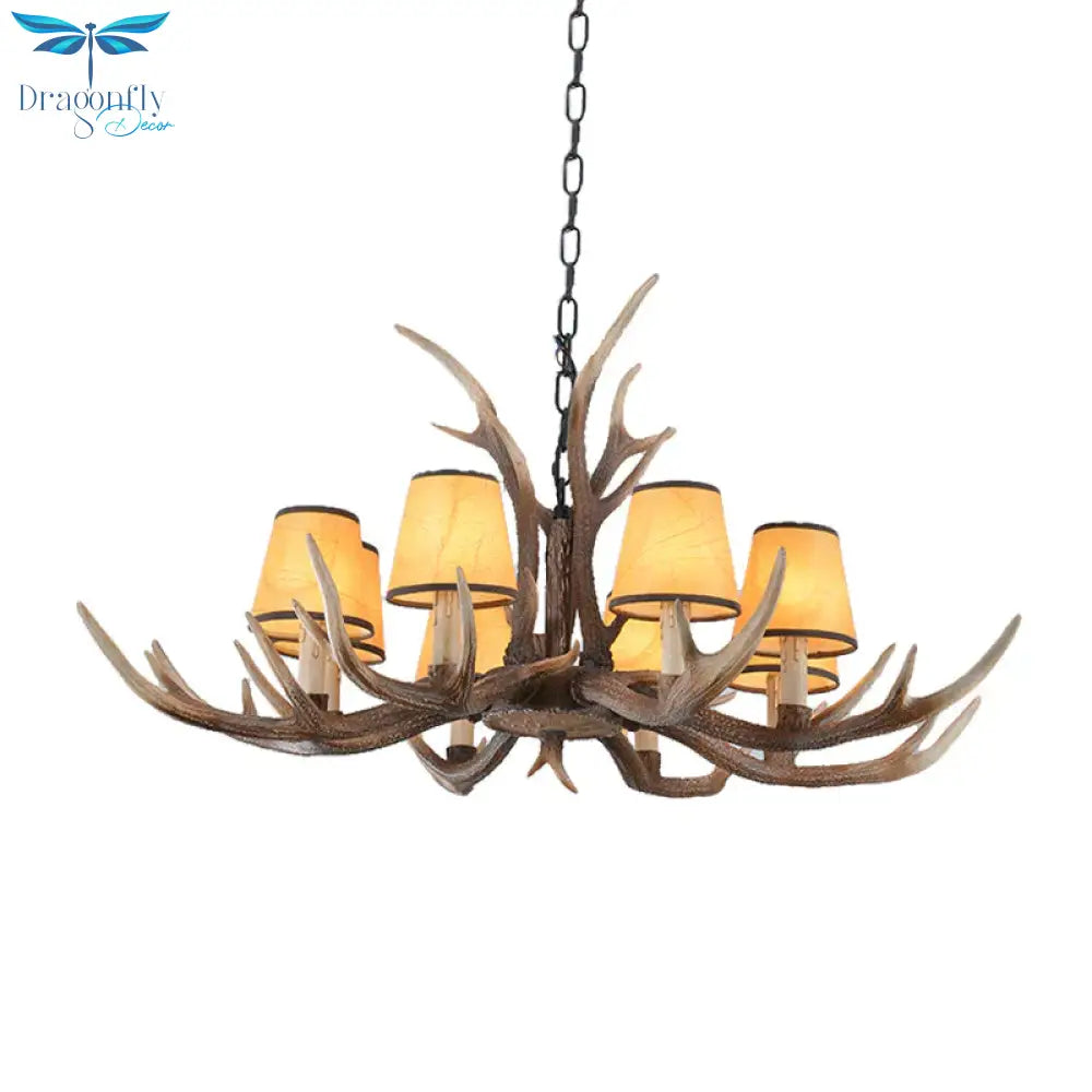 4/6/8 - Light Conical Chandelier Light Traditional Brown Resin Suspension Pendant For Kitchen Island