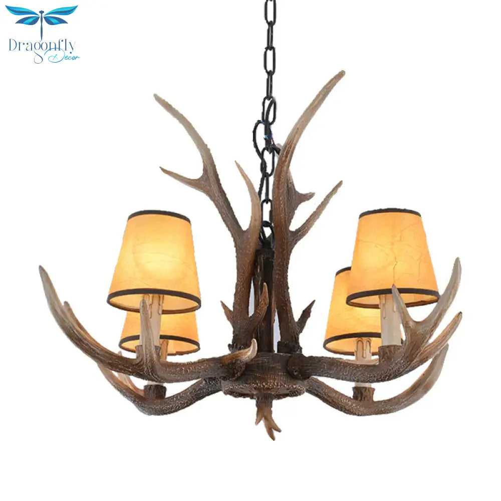 4/6/8 - Light Conical Chandelier Light Traditional Brown Resin Suspension Pendant For Kitchen Island