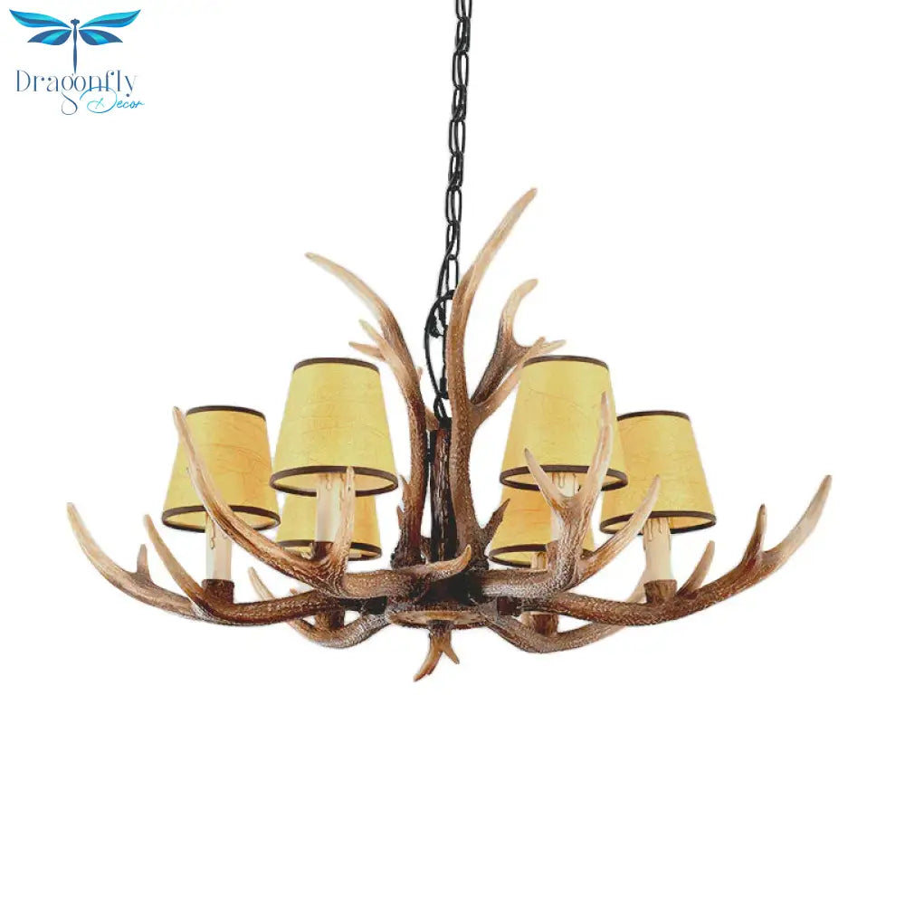 4/6/8 - Light Conical Chandelier Light Traditional Brown Resin Suspension Pendant For Kitchen Island