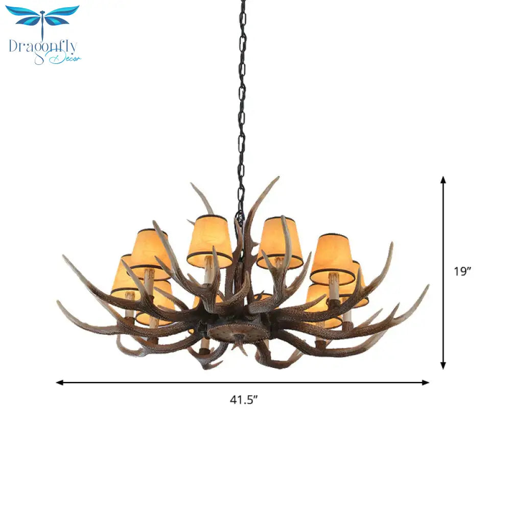 4/6/8 - Light Conical Chandelier Light Traditional Brown Resin Suspension Pendant For Kitchen Island
