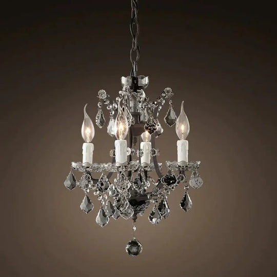 4/6 Heads Chandelier Pendant Light Traditional Scroll Arm Crystal Hanging Lamp Kit In White 4 /