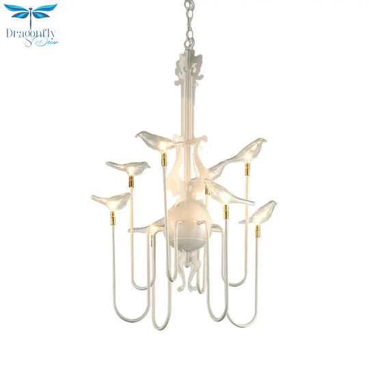 4/8/12 - Light Iron Chandelier Light Antique Black/White Swooping Armed Ceiling Fixture With Clear