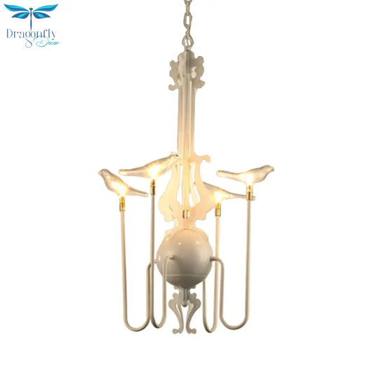 4/8/12 - Light Iron Chandelier Light Antique Black/White Swooping Armed Ceiling Fixture With Clear
