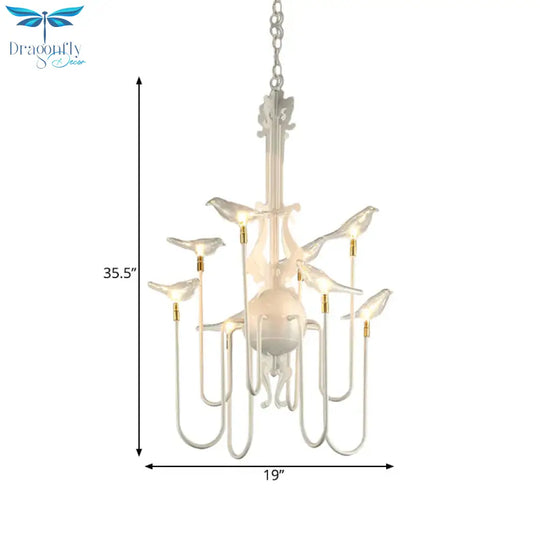 4/8/12 - Light Iron Chandelier Light Antique Black/White Swooping Armed Ceiling Fixture With Clear
