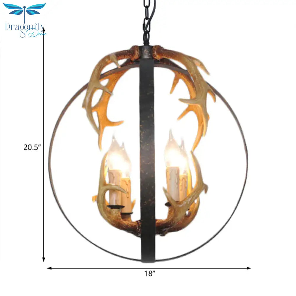 4/8 Lights Metal Chandelier Lighting Vintage Rust Round Dining Room Hanging Ceiling Fixture