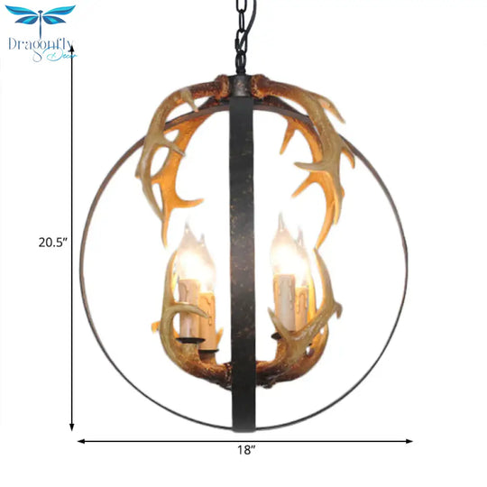 4/8 Lights Metal Chandelier Lighting Vintage Rust Round Dining Room Hanging Ceiling Fixture