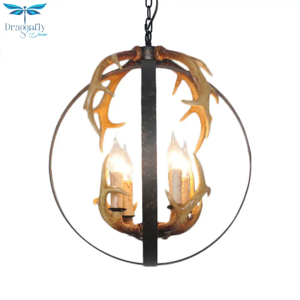 4/8 Lights Metal Chandelier Lighting Vintage Rust Round Dining Room Hanging Ceiling Fixture