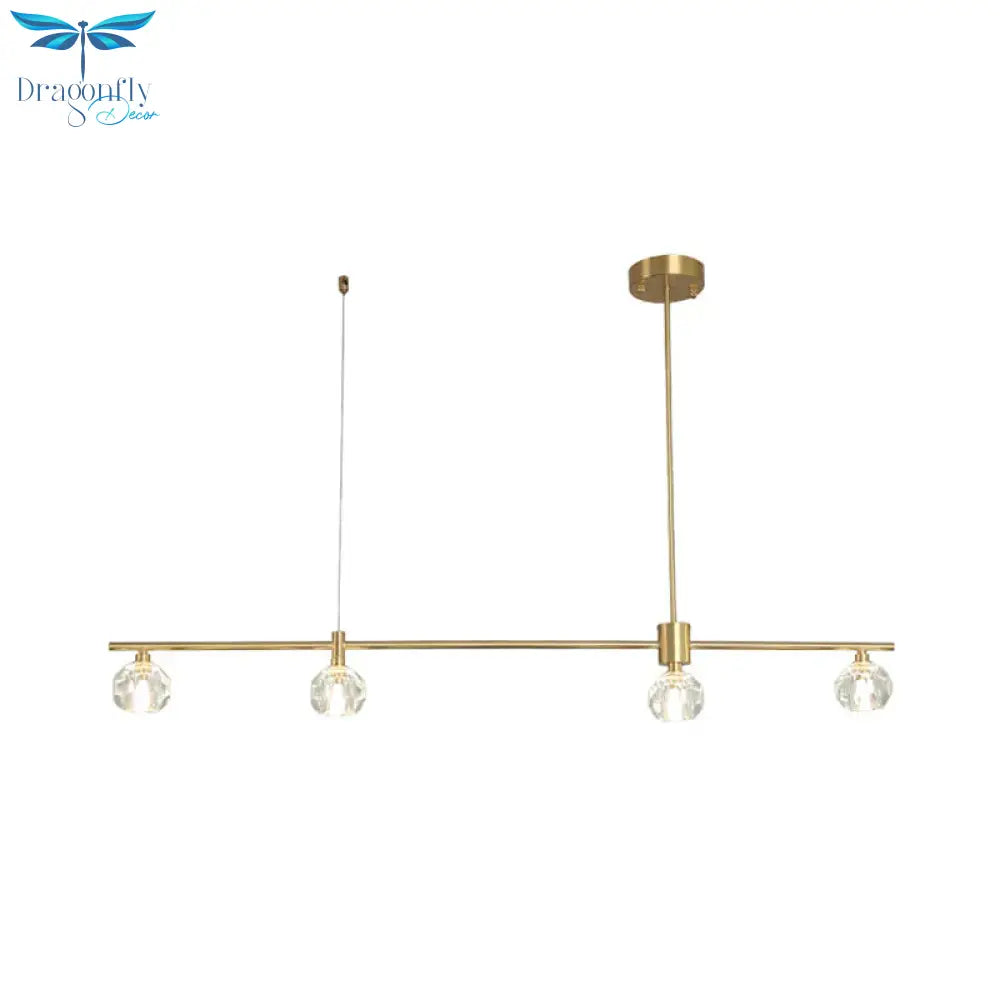 4 Bulbs Led Crystal Hanging Chandelier Traditional Gold Polygon/Globe/Square Restaurant Pendant
