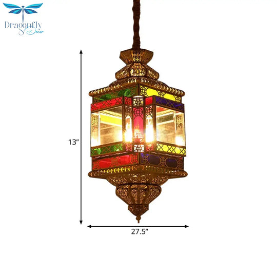 4 Bulbs Metal Pendant Chandelier Vintage Brass Lantern Dining Room Arab Ceiling Lamp