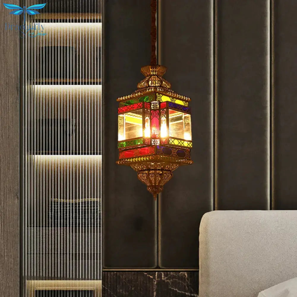 4 Bulbs Metal Pendant Chandelier Vintage Brass Lantern Dining Room Arab Ceiling Lamp