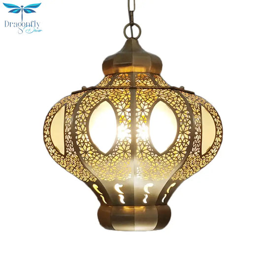 4 Heads Pendant Lighting Mediterranean Restaurant Ceiling Chandelier With Crown White/Red Glass