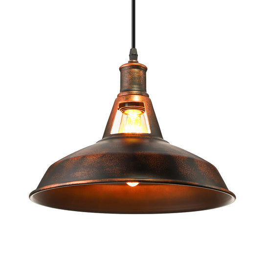 Dimitra - Rust Pendant Light Fixture With Barn Shade Rustic Style Hanging Lamp