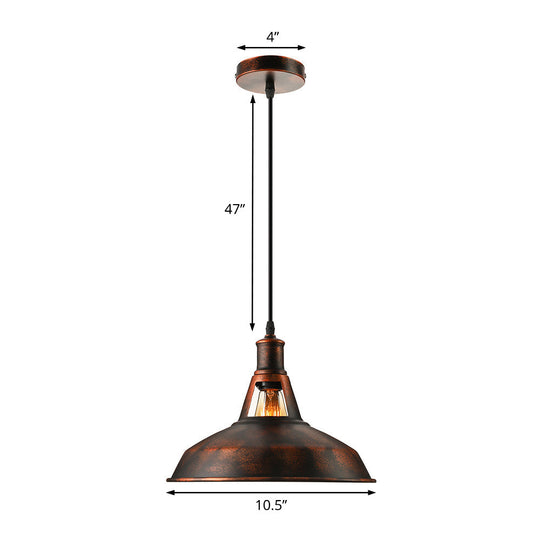Dimitra - Rust Pendant Light Fixture With Barn Shade Rustic Style Hanging Lamp
