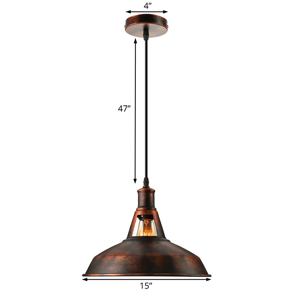 Dimitra - Rust Pendant Light Fixture With Barn Shade Rustic Style Hanging Lamp