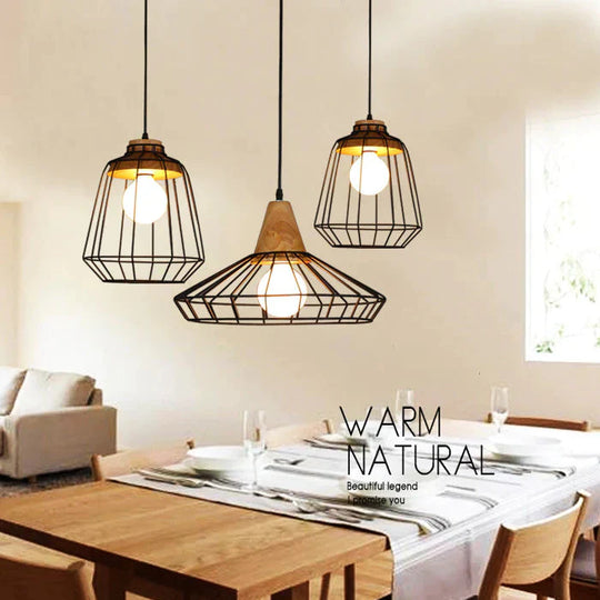 American Country Individual Log Chandelier Nordic Inn B & Restaurant Bedroom Simple Retro Iron Wire