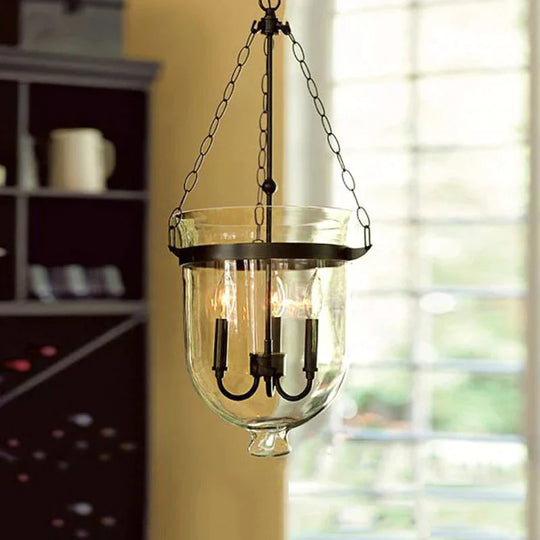 Round American Country Glass Chandelier Candle Lamp Bucket Pendant