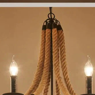 Retro Rope Chandelier Creative Loft Industrial Wind Bar Restaurant Box Hot Pot Wrought Iron