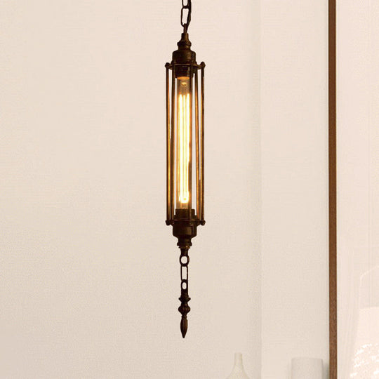 Scheddi - Rustic 1 Head Pendant Lighting With Wire Guard Wrought Iron Farmhouse Style Restaurant