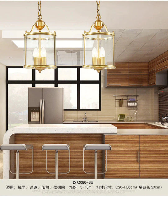 Bar Porch Corridor Chandelier Simple Copper Dining Room Study Balcony Pendant