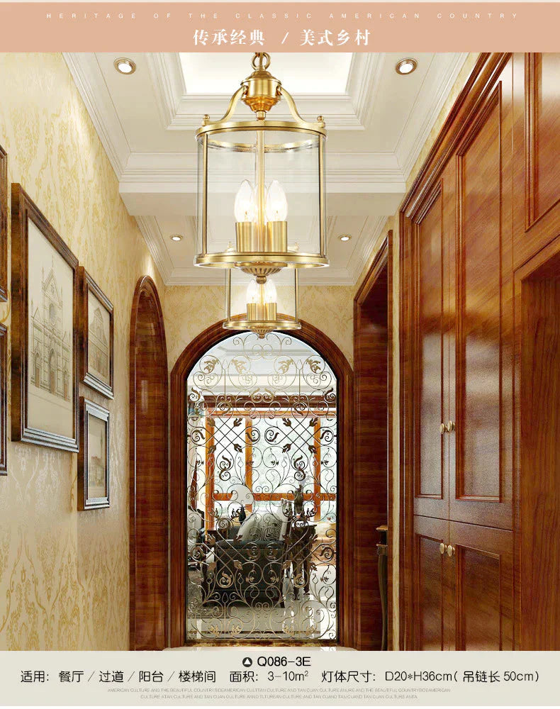 Bar Porch Corridor Chandelier Simple Copper Dining Room Study Balcony Pendant