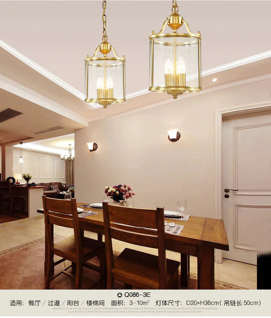 Bar Porch Corridor Chandelier Simple Copper Dining Room Study Balcony Pendant