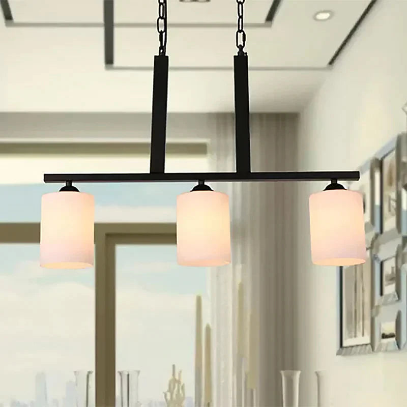 Black Cylinder Industrial Style Shade Dining Room Pendant Lighting With 3 Blub
