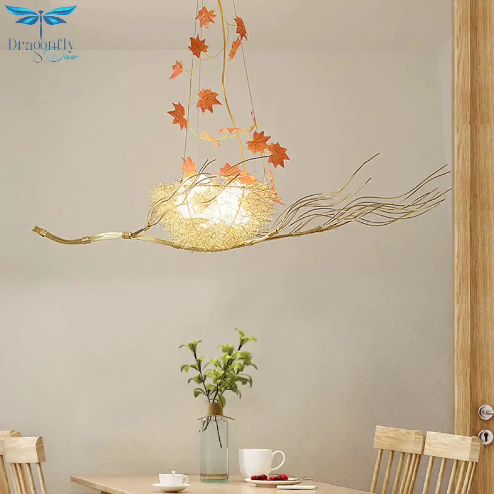 47’ W White Glass Ball Chandelier Art Decorative 3 - Light Hanging Light Fixture In Gold With